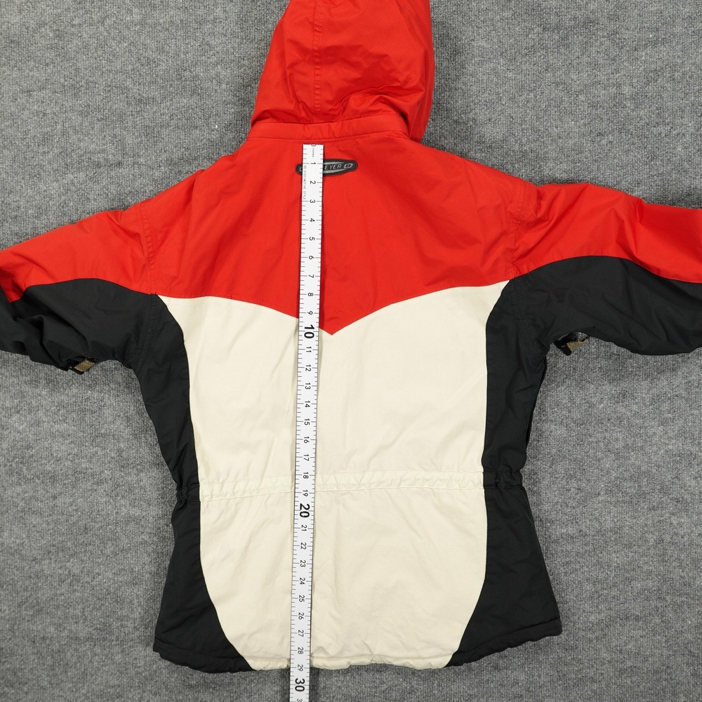 Vintage Obermeyer Jacket Womens 12 Red Colorblock Ski Hooded Parka Dynamic 90s - Picture 8 of 9